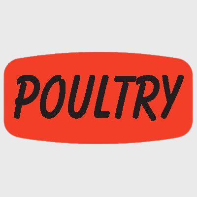 Short Oval Label Poultry - 1,000/Roll