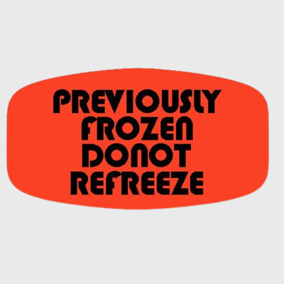 Short Oval Label Previously Frozen Do Not Refreeze - 1,000/Roll