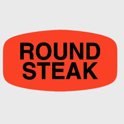 Short Oval Label Round Steak - 1,000/Roll