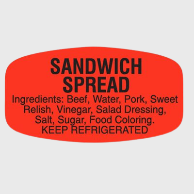Short Oval Label Sandwich Spread With Ingredients - 1,000/Roll
