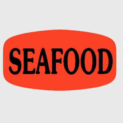 Short Oval Label Seafood - 1,000/Roll