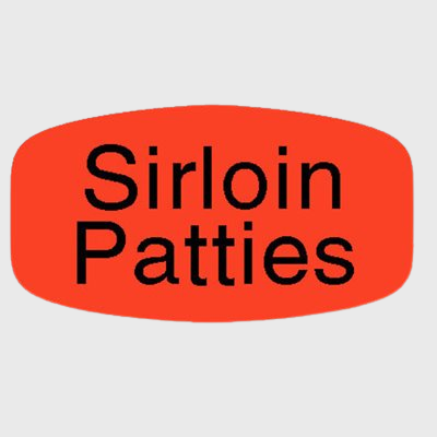 Short Oval Label Sirloin Patties - 1,000/Roll