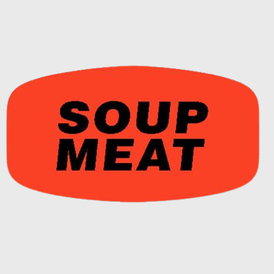 Short Oval Label Soup Meat - 1,000/Roll