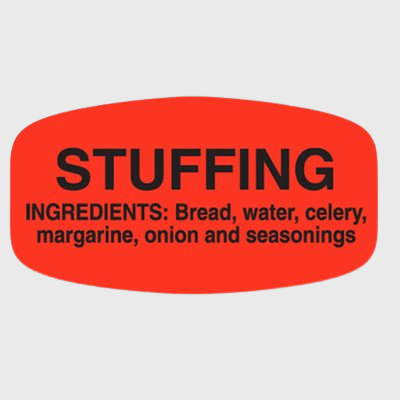 Short Oval Label Stuffing With Ingredients - 1,000/Roll
