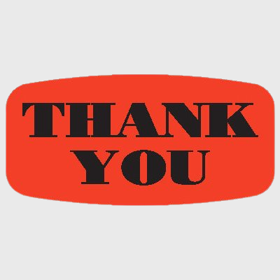 Short Oval Label Thank You - 1,000/Roll