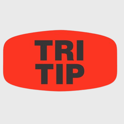 Short Oval Label Tri Tip - 1,000/Roll