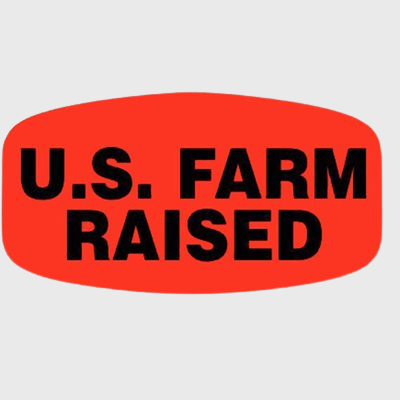 Short Oval Label U.S. Farm Raised - 1,000/Roll