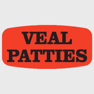 Short Oval Label Veal Patties - 1,000/Roll