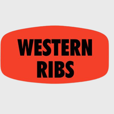 Short Oval Label Western Ribs - 1,000/Roll