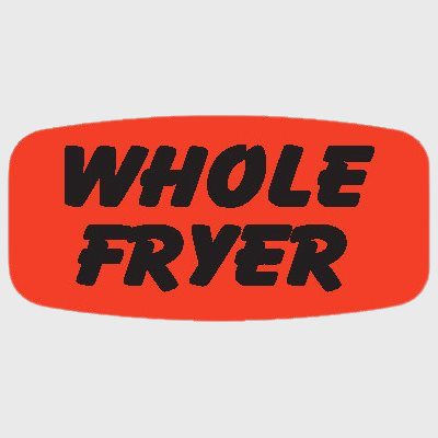 Short Oval Label Whole Fryer - 1,000/Roll