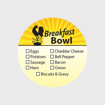 Grab & Go Label Breakfast Bowl Check Off - 500/Roll