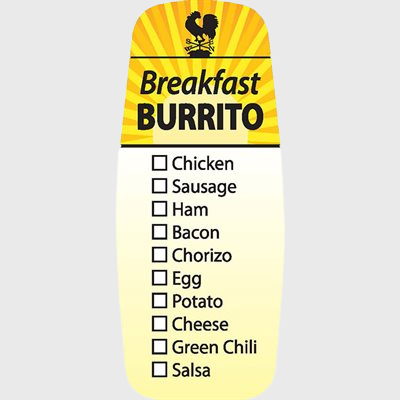 Grab & Go Label Breakfast Burrito Check Off - 500/Roll