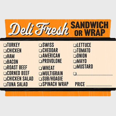 Grab & Go Label Deli Fresh Sandwich or Wrap Checkoff  - 500/Roll