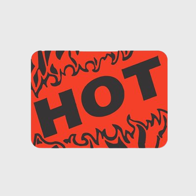Specialty Meat Label Hot (With Flames) - 1,000/Roll
