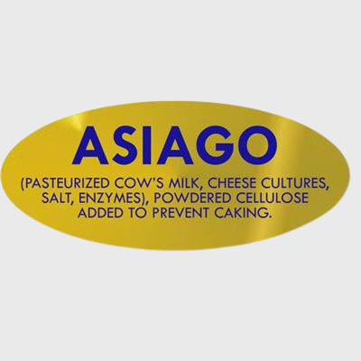 Gold Foil Label Asiago With Ingredients - 500/Roll