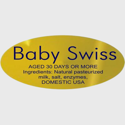 Gold Foil Label Baby Swiss With Ingredients - 500/Roll