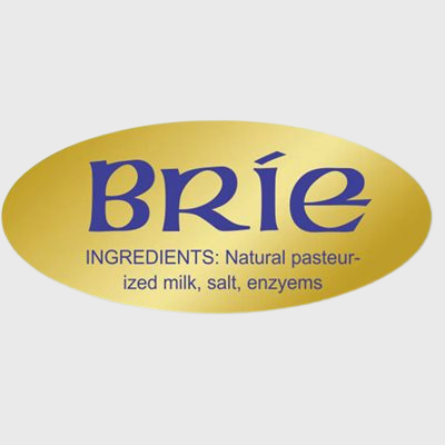 Gold Foil Label Brie With Ingredients - 500/Roll