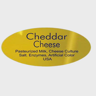 Gold Foil Label Cheddar Cheese With Ingredients - 500/Roll