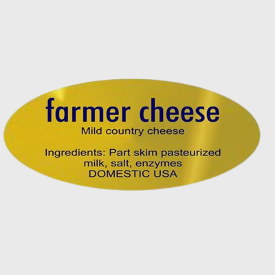 Gold Foil Label Farmer Cheese With Ingredients - 500/Roll