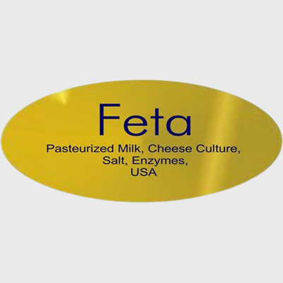 Gold Foil Label Feta With Ingredients - 500/Roll