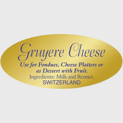 Gold Foil Label Gruyere Cheese With Ingredients - 500/Roll