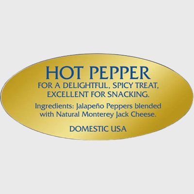 Gold Foil Label Hot Pepper With Description - 500/Roll