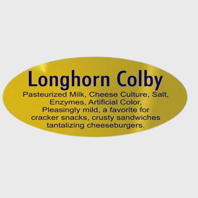 Gold Foil Label Longhorn Colby With Ingredients - 500/Roll