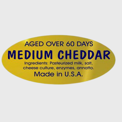 Gold Foil Label Medium Cheddar Aged Over 60 - 500/Roll