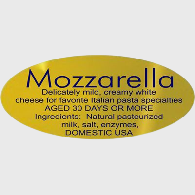 Gold Foil Label Mozzarella Aged 30 Days - 500/Roll