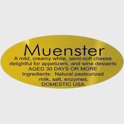 Gold Foil Label Muenster With Ingredients - 500/Roll
