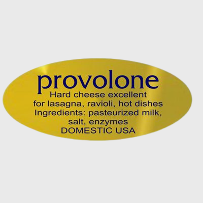 Gold Foil Label Provolone With Ingredients - 500/Roll