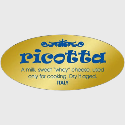 Gold Foil Label Ricotta Cheese - 500/Roll
