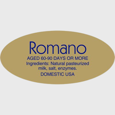 Gold Foil Label Romano Cheese With Ingredients - 500/Roll