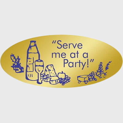Gold Foil Label Serve Me At A Party - 500/Roll