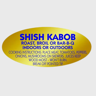 Gold Foil Label Shish Kabob-Roast, Broil Or BBQ - 500/Roll