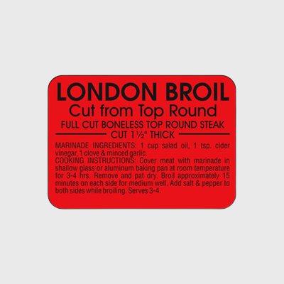 Beef Label London Broil With Instructions - 1,000/Roll