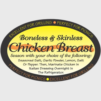 Meat and Seafood Label Chicken Breast Boneless / Skinless - 500/Roll