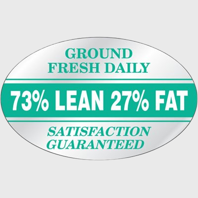 Nutritional Grind Label 73% Lean 27% Fat-Ground Fresh Daily - 500/Roll