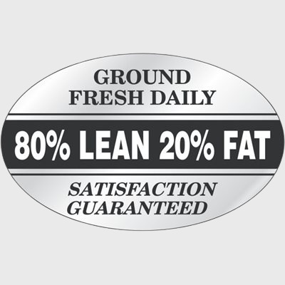 Nutritional Grind Label 80% Lean 20% Fat-Ground Fresh - 500/Roll