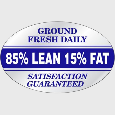 Nutritional Grind Label 85% Lean 15% Fat Ground Fresh - 500/Roll