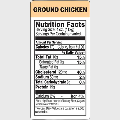 Nutritional Grind Label Ground Chicken - 1,000/Roll