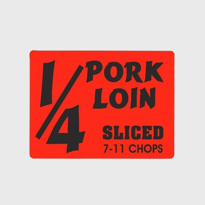 Pork Label 1 / 4 Pork Loin Sliced 7-11 Chop - 1,000/Roll