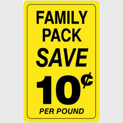 Family Pack Label Save 10¢ Per Pound - 250/Roll
