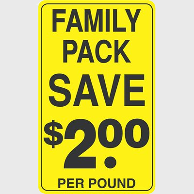 Family Pack Label Save $2.00 Per Pound - 250/Roll