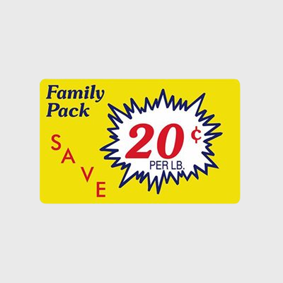 Family Pack Label Save 20¢ / lb - 500/Roll