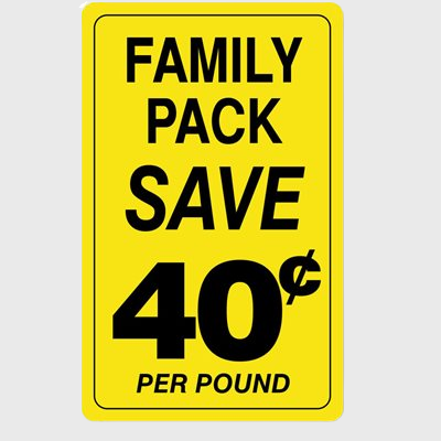 Family Pack Label Save 40¢ Per Pound - 250/Roll