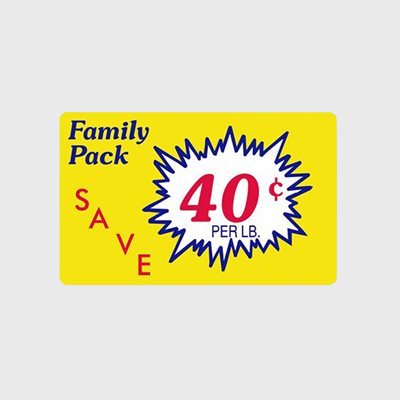 Family Pack Label Save 40¢ / lb - 500/Roll