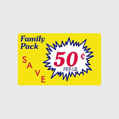 Family Pack Label Save 50¢ / lb - 500/Roll