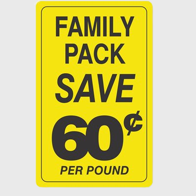 Family Pack Label Save 60¢ Per Pound - 250/Roll
