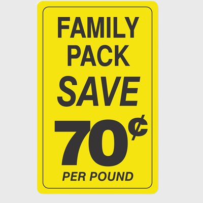 Family Pack Label Save 70¢ Per Pound - 250/Roll